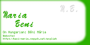 maria beni business card